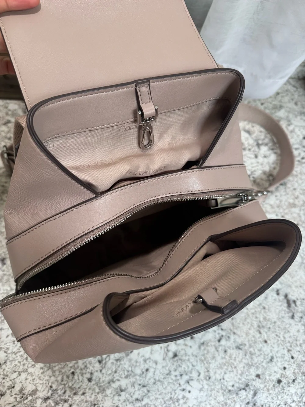 Calvin Klein Blush Pink Logo-Print Backpack